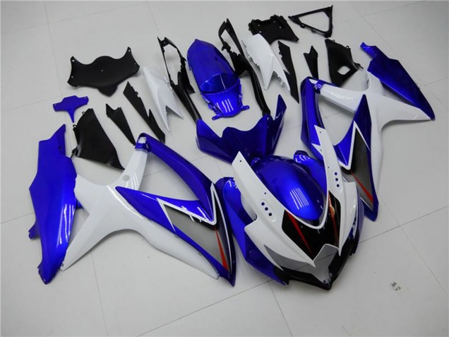 Suzuki GSXR 600/750 Motorrad Verkleidung 2008-2010 - Weiss Blau Schwarz Rot Linie