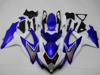 Suzuki GSXR 600/750 Motorrad Verkleidung 2008-2010 - Weiss Blau Schwarz Rot Linie