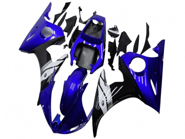 Yamaha YZF R6 Motorrad Verkleidung 2003-2004 - Blau Weiss Glanzendes Schwarz