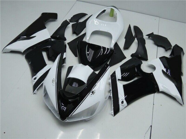 Kawasaki ZX6R Motorrad Verkleidung 2005-2006 - Weiss Glanzendes Schwarz
