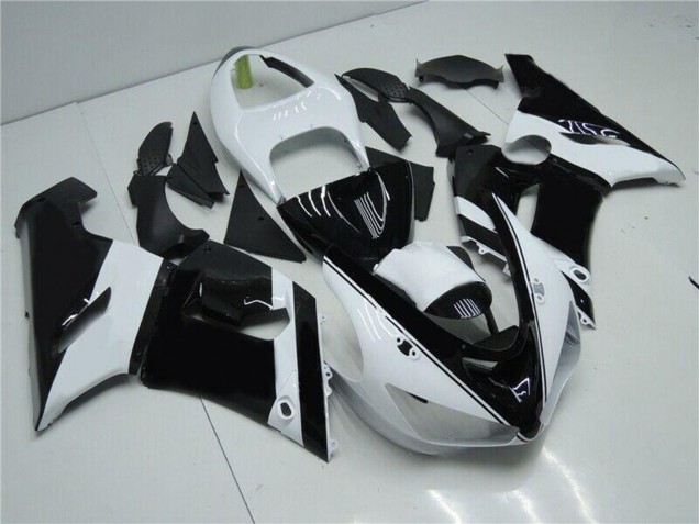 Kawasaki ZX6R Motorrad Verkleidung 2005-2006 - Weiss Glanzendes Schwarz