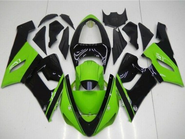Kawasaki ZX6R Motorrad Verkleidung 2005-2006 - Grun Glanzendes Schwarz