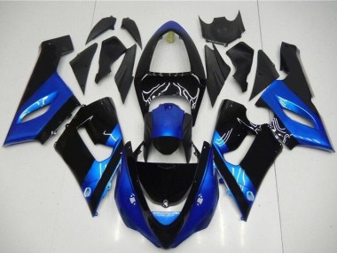 Kawasaki ZX6R Motorrad Verkleidung Kit 2005-2006 - Blau Glanzendes Schwarz