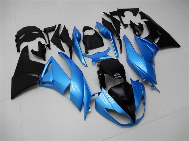 Kawasaki ZX6R Motorrad Verkleidung 2009-2012 - Hellblau Glanzendes Schwarz
