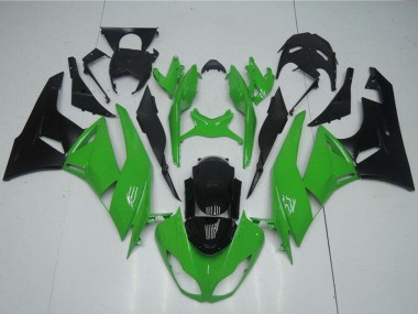 Kawasaki ZX6R Motorrad Verkleidung Kit 2009-2012 - Grun Glanzendes Schwarz