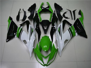 Kawasaki ZX6R Motorrad Verkleidung 2013-2018 - Grun Weiss Glanzendes Schwarz