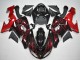 Kawasaki ZX10R Motorrad Verkleidung 2006-2007 - Glanzendes Schwarz Rot Flamme