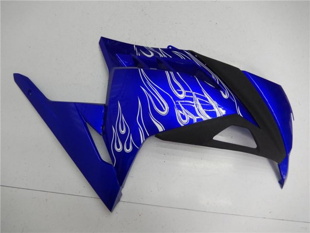 Kawasaki Ninja 300 EX300R Motorrad Verkleidung 2013-2024 - Blau Schwarz Weiss Flamme