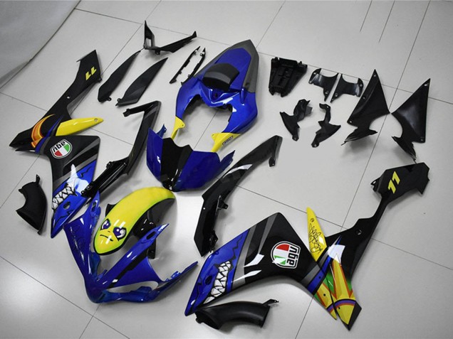 Yamaha YZF R1 Motorrad Verkleidung 2007-2008 - Blau Gelb Schwarz Hai