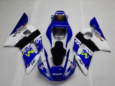 Yamaha YZF R6 Motorrad Verkleidung 1998-2002 - Weiss Blau Schwarz MoviStar ENEOS Yamalube