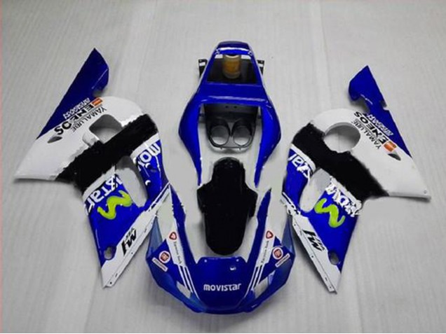 Yamaha YZF R6 Motorrad Verkleidung 1998-2002 - Weiss Blau Schwarz MoviStar ENEOS Yamalube