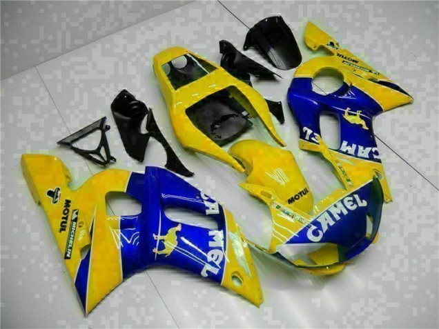 Yamaha YZF R6 Motorrad Verkleidung 1998-2002 - Gelb Blau Weiss Kamel Motul