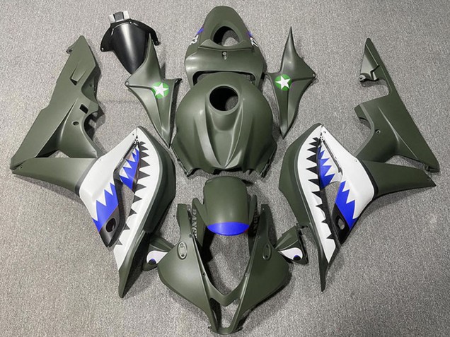 Honda CBR600RR Motorrad Verkleidung 2007-2008 - Armee Grun Weiss Blau Hai