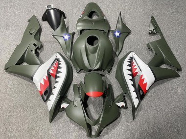 Honda CBR600RR Motorrad Verkleidung 2007-2008 - Armee Grun Weiss Rot Hai