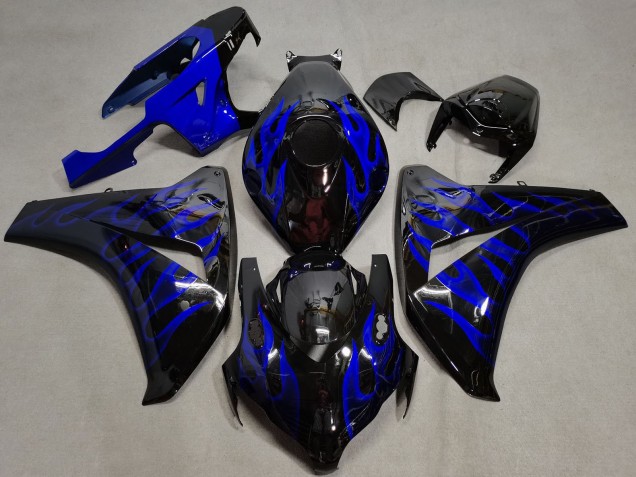 Honda CBR1000RR Motorrad Verkleidung 2008-2011 - Glanzendes Schwarz Blau Flamme