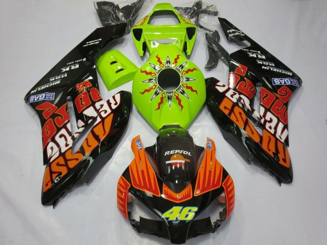 Honda CBR1000RR Motorrad Verkleidung 2004-2005 - Limetten Grun Orange Glanzendes Schwarz Rossi 46