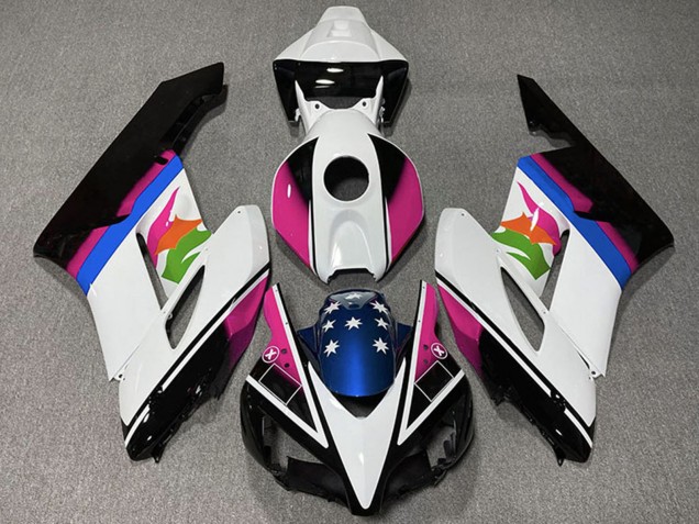 Honda CBR1000RR Motorrad Verkleidung 2004-2005 - Weiss Rosa Blau Glanzendes Schwarz Stern