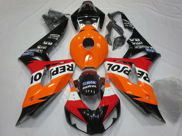 Honda CBR1000RR Motorrad Verkleidung 2006-2007 - Orange Weiss Rot Glanzendes Schwarz Repsol