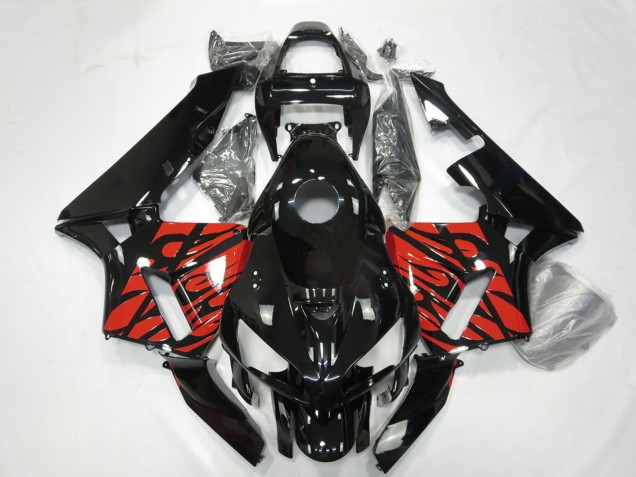Honda CBR600RR Motorrad Verkleidung 2005-2006 - Glanzendes Schwarz und Tribal Rot