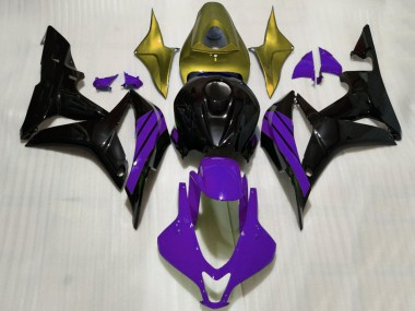 Honda CBR600RR Motorrad Verkleidung 2007-2008 - Gold Lila Glanzendes Schwarz