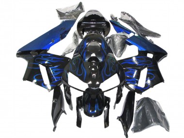 Honda CBR600RR Motorrad Verkleidung 2005-2006 - Glanzendes Schwarz Blau Flamme