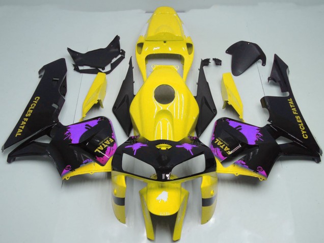 Honda CBR600RR Motorrad Verkleidung 2005-2006 - Glanzendes Schwarz Gelb Lila Spritzer