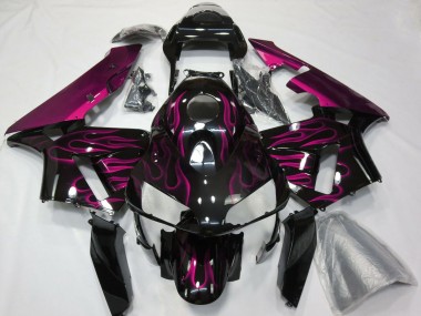 Honda CBR600RR Motorrad Verkleidung 2003-2004 - Glanzendes Schwarz Lila Flamme