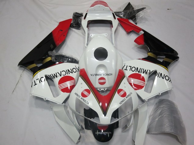 Honda CBR600RR Motorrad Verkleidung 2003-2004 - Weiss Rot Glanzendes Schwarz Konica Minolta
