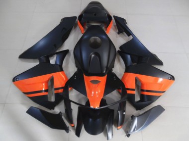 Honda CBR600RR Motorrad Verkleidung 2005-2006 - Matt Schwarz Glanzendes Orange