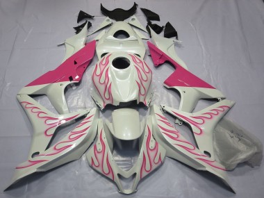 Honda CBR600RR Motorrad Verkleidung 2007-2008 - Weiss Rosa Flamme