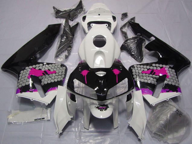 Honda CBR600RR Motorrad Verkleidung 2005-2006 - Rosa Spritzer on Glanzendes Schwarz