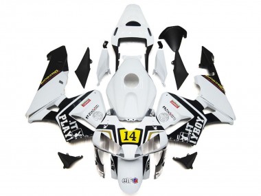 Honda CBR600RR Motorrad Verkleidung 2003-2004 - Weiss Gelb Glanzendes Schwarz Playboy 14