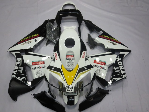 Honda CBR600RR Motorrad Verkleidung 2003-2004 - Weiss Gelb Glanzendes Schwarz Playboy Stil