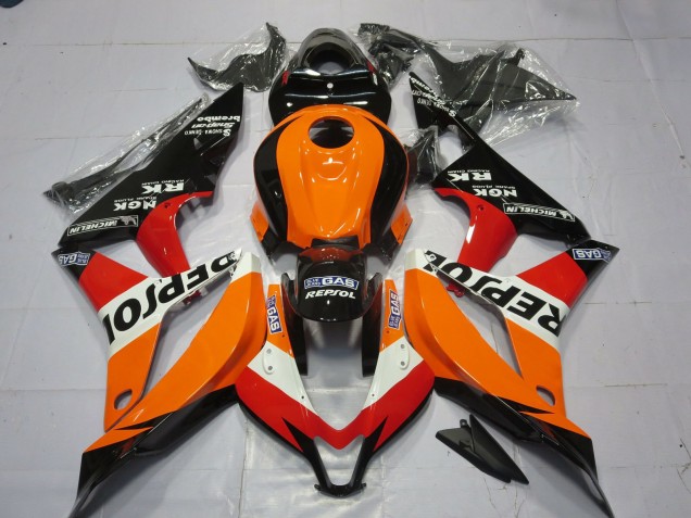 Honda CBR600RR Motorrad Verkleidung 2007-2008 - Orange Weiss Rot Glanzendes Schwarz Repsol