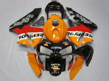 Honda CBR600RR Komplette Motorrad Verkleidung 2003-2004 - Orange Weiss Rot Glanzendes Schwarz Repsol