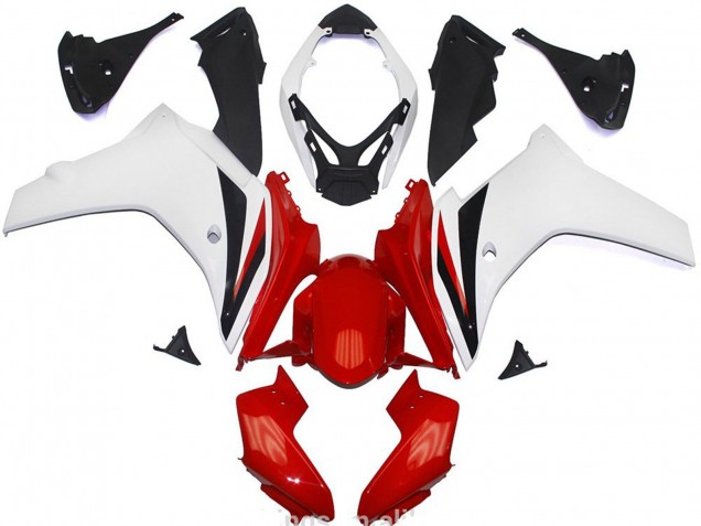 Honda CBR600F Abs Motorrad Verkleidungen 2011-2013 - Weiss Rot Glanzendes Schwarz