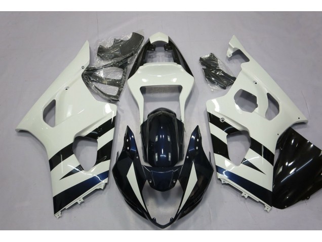 Suzuki GSXR 1000 Motorrad Verkleidung 2003-2004 - Weiss Glanzendes Schwarz