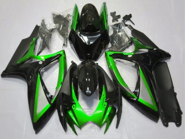 Suzuki GSXR 600 / GSXR 750 Motorrad Verkleidung 2006-2007 - Grun Glanzendes Schwarz Matt Schwarz