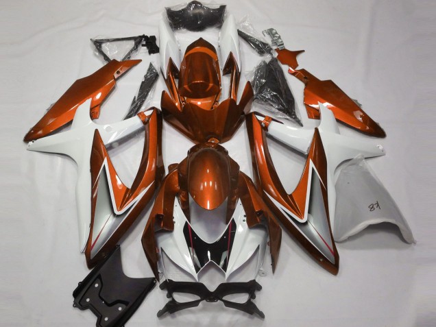 Suzuki GSXR 600 / GSXR 750 Motorrad Verkleidung 2008-2010 - Weiss Orange Silber Schwarz