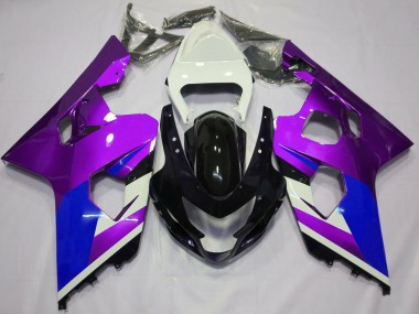 Suzuki GSXR 600 / GSXR 750 Motorrad Verkleidung 2004-2005 - Weiss Lila Blau Glanzendes Schwarz