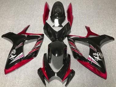 Suzuki GSXR 600 / GSXR 750 Motorrad Verkleidung 2006-2007 - Rot Glanzendes Schwarz