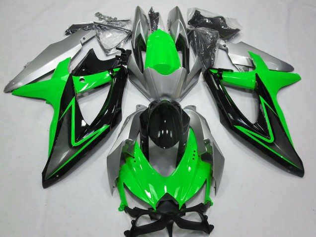Suzuki GSXR 600 / GSXR 750 Motorrad Verkleidung 2008-2010 - Silber Grun Grau Schwarz