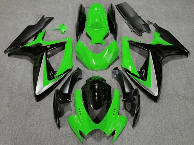 Suzuki GSXR 600 / GSXR 750 Motorrad Verkleidung 2006-2007 - Grun Silber Glanzendes Schwarz OEM Stil
