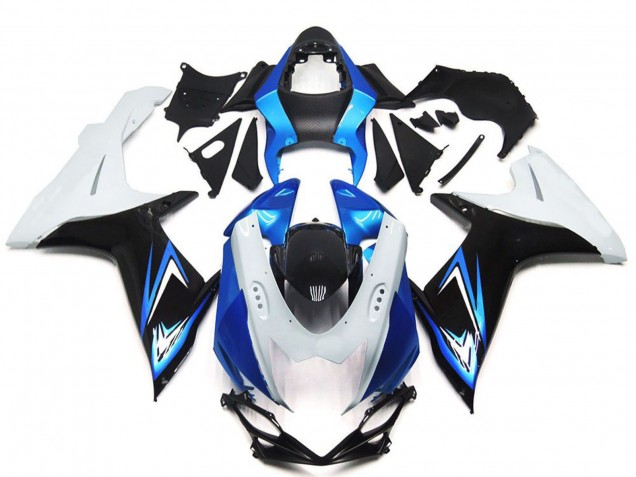 Suzuki GSXR 600 / GSXR 750 Motorrad Verkleidung 2011-2024 - Weiss Hellblau Glanzendes Schwarz