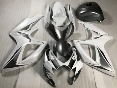 Suzuki GSXR 600 / GSXR 750 Motorrad Verkleidung 2006-2007 - Weiss Grau Matt Schwarz