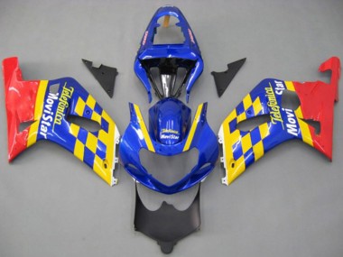 Suzuki GSXR 600 / GSXR 750 Motorrad Verkleidung 2001-2003 - Blau Gelb Rot Telefumica MoviStar