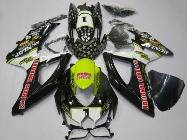 Suzuki GSXR 600 / GSXR 750 Motorrad Verkleidung 2008-2010 - Weiss Gelb Rot Schwarz National Guard