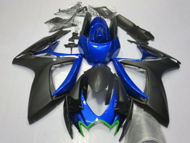 Suzuki GSXR 600 / GSXR 750 Motorrad Verkleidung 2006-2007 - Blau Matt Schwarz Grun OEM Stil