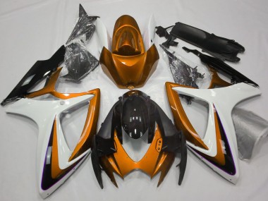 Suzuki GSXR 600 / GSXR 750 Motorrad Verkleidung 2006-2007 - Orange Weiss Glanzendes Schwarz