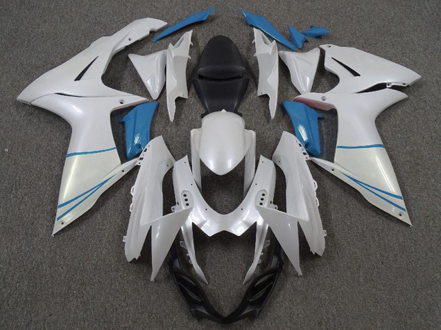 Suzuki GSXR 600 / GSXR 750 Motorrad Verkleidung 2011-2024 - Perl Weiss und Hellblau
